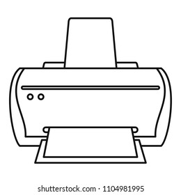 Brand printer icon. Outline illustration of brand printer vector icon for web design isolated on white background