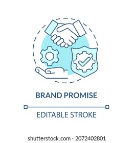 Brand promise blue concept icon. Customer satisfaction. Positive experience for clients. Brand planning abstract idea thin line illustration. Vector isolated outline color drawing. Editable stroke