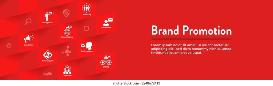 Juego de iconos de promoción de marca y Banner de encabezado web