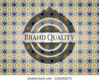 Brand Quality arabic emblem background. Arabesque decoration.