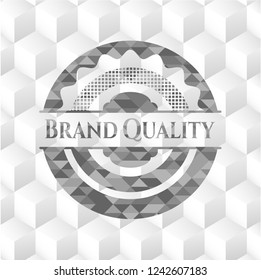 Brand Quality grey emblem with cube white background