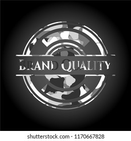 Brand Quality on grey camo pattern