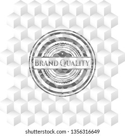 Brand Quality realistic grey emblem with cube white background