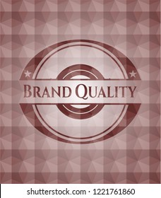 Brand Quality red badge with geometric background. Seamless.