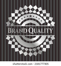 Brand Quality silvery badge or emblem. Vector Illustration. Mosaic. 