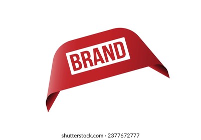 Brand red ribbon label banner. Open available now sign or Brand tag.
