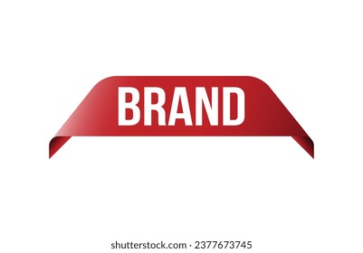 Brand red ribbon label banner. Open available now sign or Brand tag.