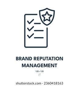 Brand Reputation Management Icon. Branding, Credibility, Trustworthy. Editable Stroke. Simple Vector Icon