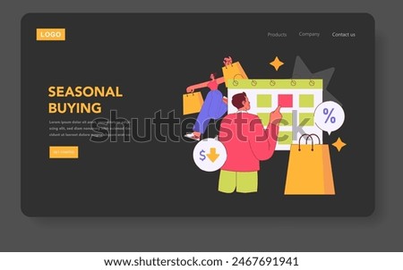 Brand Ritual concept. Engaging visual of shoppers planning purchases on a calendar, highlighting seasonal discounts. Shopping habits meet smart budgeting. Vector illustration.