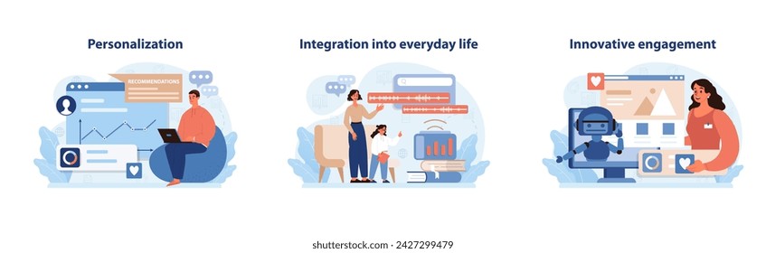 Brand Rituals Illustration Series. Captivating visuals on personalization, brand integration in daily life, and innovative customer engagement. Flat vector illustration.