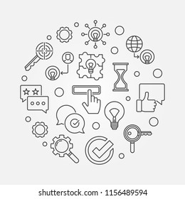 Brand round vector simple illustration in thin line style