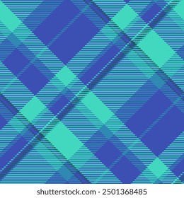Vector de tela sin costuras de la marca, fondo regular del patrón a cuadros. Tejido texturizado tartán a cuadros en color azul y verde azulado.
