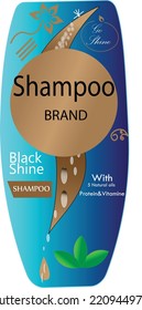 marca etiqueta de champú diseño círculo plantas de naturaleza color
