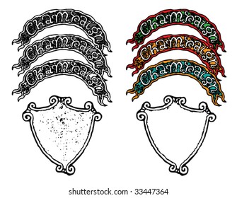 brand shields rustic variants with banners champagne