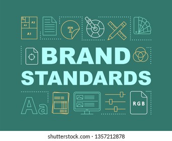 Brand Standards Word Concepts Banner. Templates For Marketing Materials. Corporate Style. Presentation, Website. Isolated Lettering Typography Idea, Linear Icons. Vector Outline Illustration