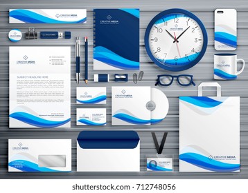 brand stationery design for your business in blue wave style