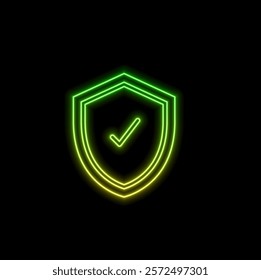 Brand. Sticker approved by Green. Neon Style Vector Illustration.