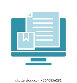 Brand Story dual tone blue color, mini illustration icon. use for modern concept, print, UI, UX kit, web and app development. Vector related to product offering, marketing, business.