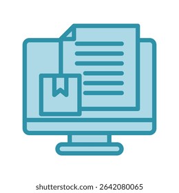 Brand Story dual tone blue color, mini illustration icon. use for modern concept, print, UI, UX kit, web and app development. Vector related to product offering, marketing, business.