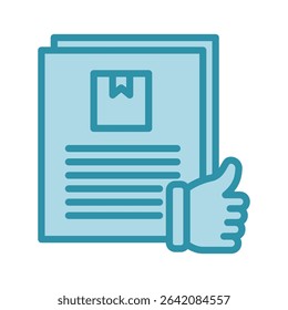 Brand Story dual tone blue color, mini illustration icon. use for modern concept, print, UI, UX kit, web and app development. Vector related to product offering, marketing, business.
