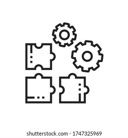 Brand strategy black line icon. Planning, goal, solving. Pictogram for web page, mobile app, promo. UI UX GUI design element. Editable stroke.