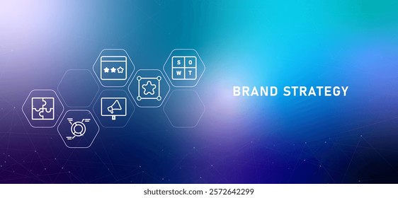 Brand Strategy business marketing planning idea branding advertisement product positioning design icon outline gradient header