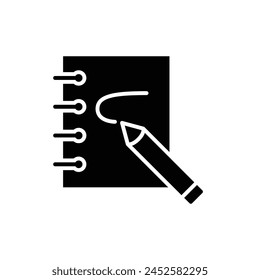 Brand strategy icon. Simple solid style. Commercial, company data sheet or notebook paper, business planning development concept. Black silhouette, glyph symbol. Vector illustration isolated.