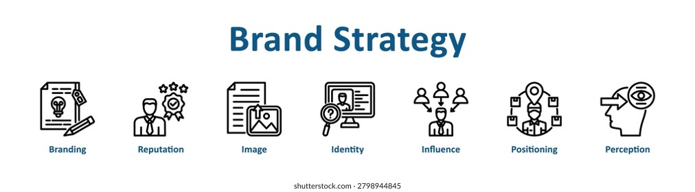 -Brand Strategy web icon banner with line art style