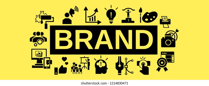 Brand team work concept banner. Simple illustration of brand team work vector concept banner for web design isolated on white background