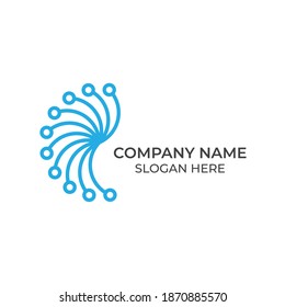 Diseño del logotipo técnico de marca. Icono de tecnología. Red, Internet, Comunicación, Computadora, Icono de Software. Ilustración bursátil,