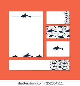 brand template contains the killer whale, fish, herring