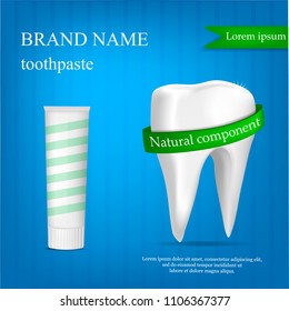 Brand toothpaste concept background. Realistic illustration of brand toothpaste vector concept background for web design