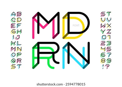Brand. Trendy style font design, alphabet letters and numbers vector illustration