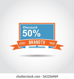 Brand TV. Discount Label. Vector Illustrator Eps.10