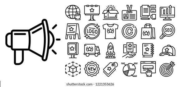 Brand unique product icon set. Outline set of brand unique product vector icons for web design isolated on white background