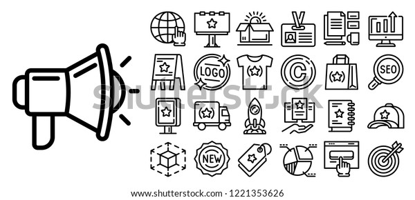 Brand\
unique product icon set. Outline set of brand unique product vector\
icons for web design isolated on white\
background