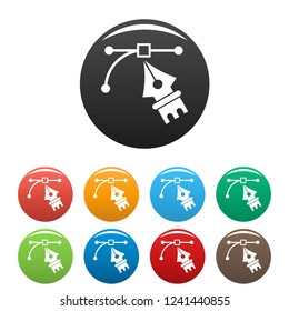 Brand vector icons set 9 color vector isolated on white for any design
