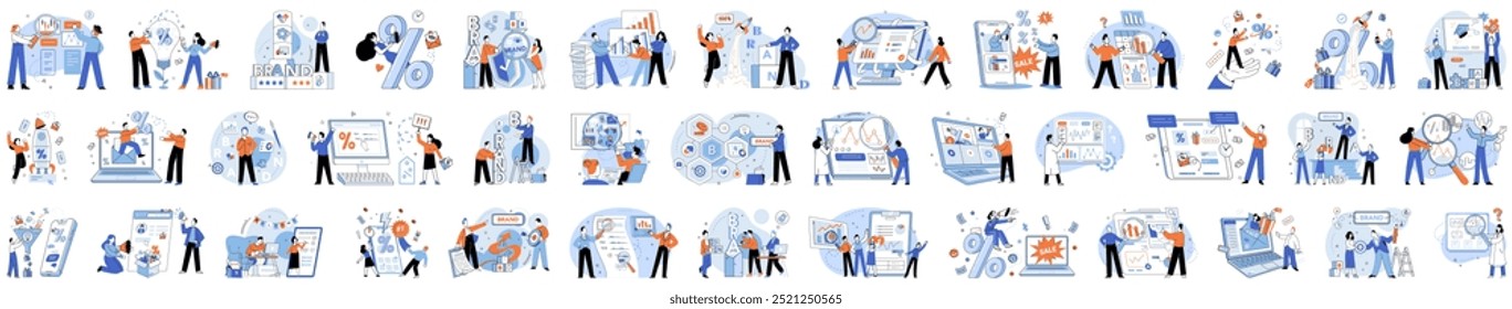 Brand vector illustration. Business, ecosystem, nurtures growth and evolution thriving brand Development, journey, propels brand forward on path continuous innovation Design, sculptor, carves visual