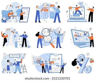 Brand vector illustration. Signs, breadcrumbs, guide consumers on journey discovery within brand Business strategy, game plan, positions brand for success in competitive arena Logo, flag