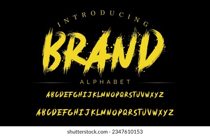 Alfabeto moderno de pincel de marca vintage. Tipo Retro. Pincel único texturado en estilo alfabeto. Alfabeto vector. Letras personalizadas exclusivas.