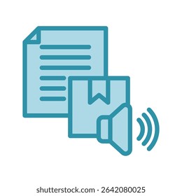 Brand Voice dual tone blue color, mini illustration icon. use for modern concept, print, UI, UX kit, web and app development. Vector related to product offering, marketing, business.