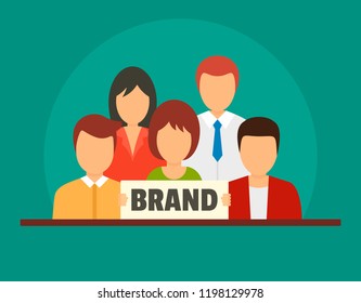 Brand work team concept background. Flat illustration of brand work team vector concept background for web design