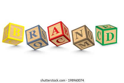 BRAND escrito con bloques alfabéticos - ilustración vectorial