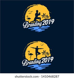 brand yoga and fitness in beach logo design