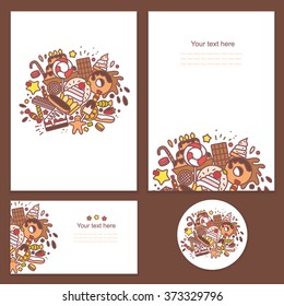 Brandbook for confectionery on brown background