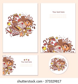 Brandbook for confectionery on yellow background