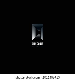 Branded block (city coin). Monogram C, tunnel, corridor, doors