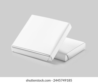 Branded chocolate squares, Neapolitan mockup for promoting business, special occasions. Vector illustration isolated on grey background. Easy to use for presentation your logo, design. EPS10.