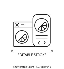Branded SM profile linear icon. Special website for advertising products. Marketing strategy. Thin line customizable illustration. Contour symbol. Vector isolated outline drawing. Editable stroke