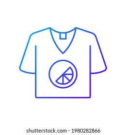Branded t shirt gradient linear vector icon. Creating own merch to advertise company. Marketing company plan. Thin line color symbols. Modern style pictogram. Vector isolated outline drawing